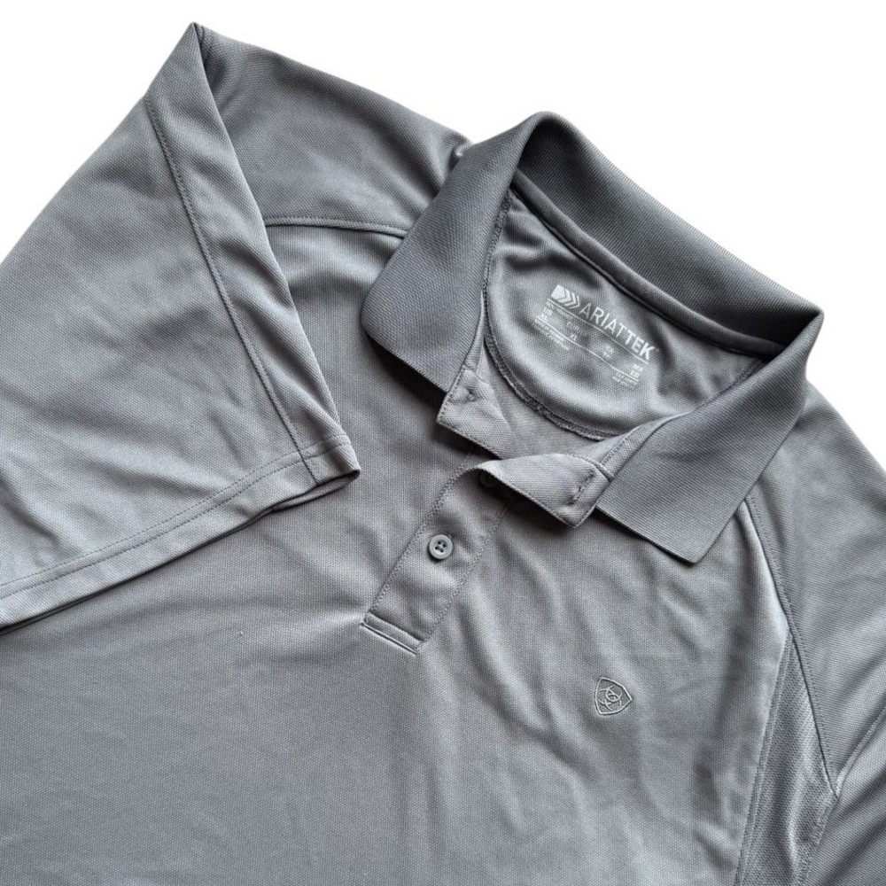 Ariat AriatTEK Polo Shirt Mens XL Gray Short Sleeve Performance Mesh Panels